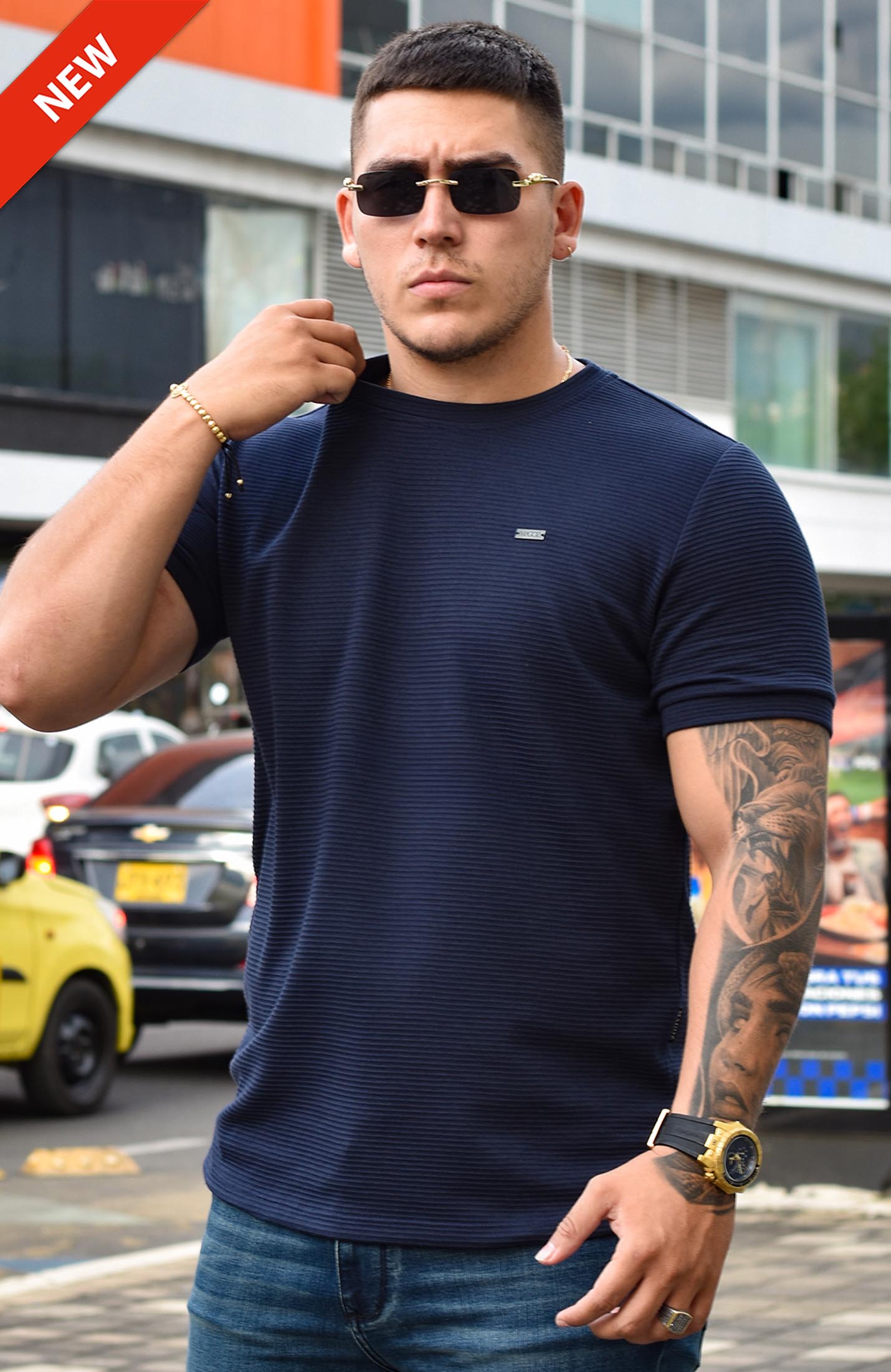 TSHIRT GENDRICK ACANALADA AZUL