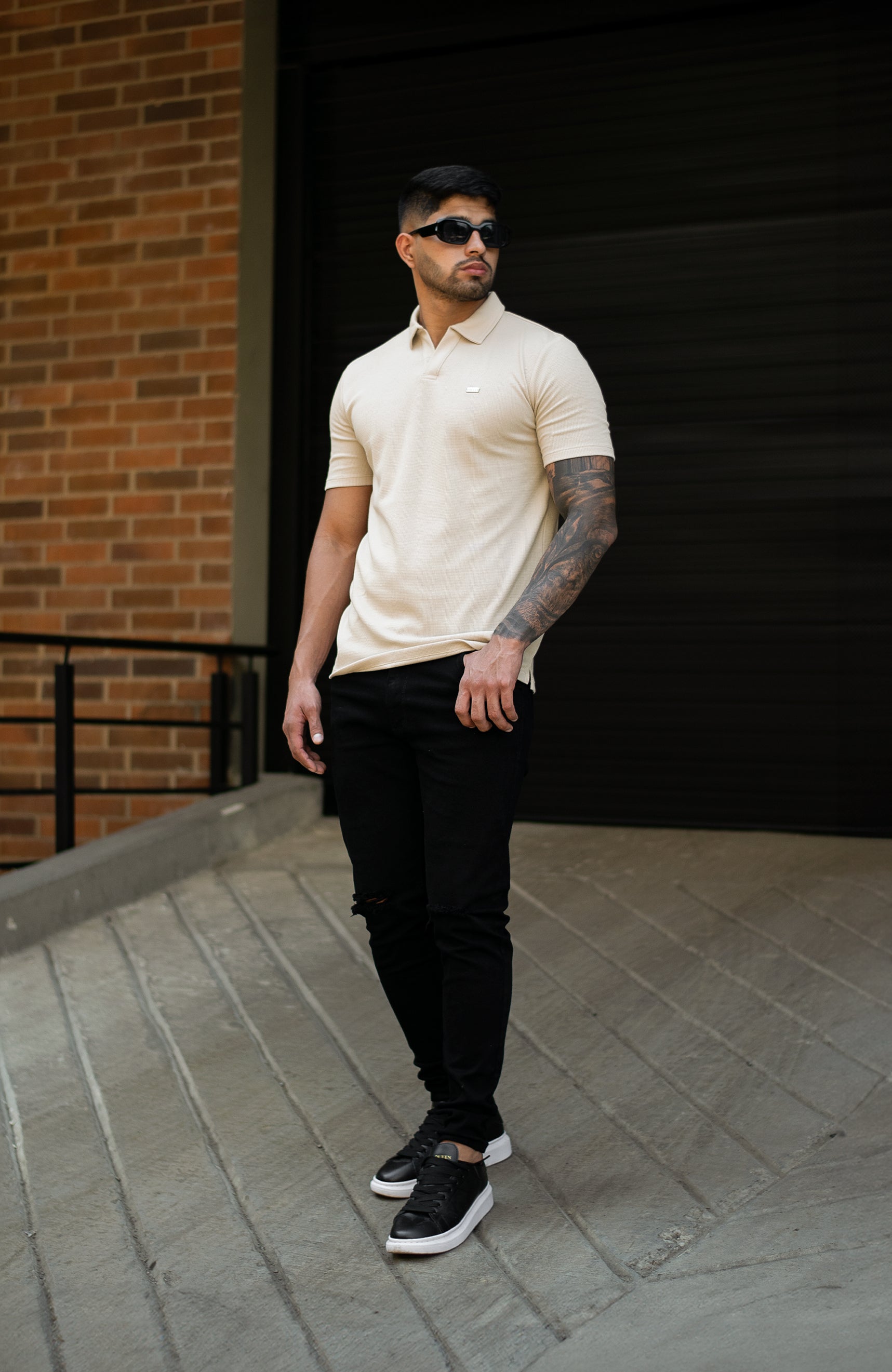MONACO TEXTURE POLO CREMA