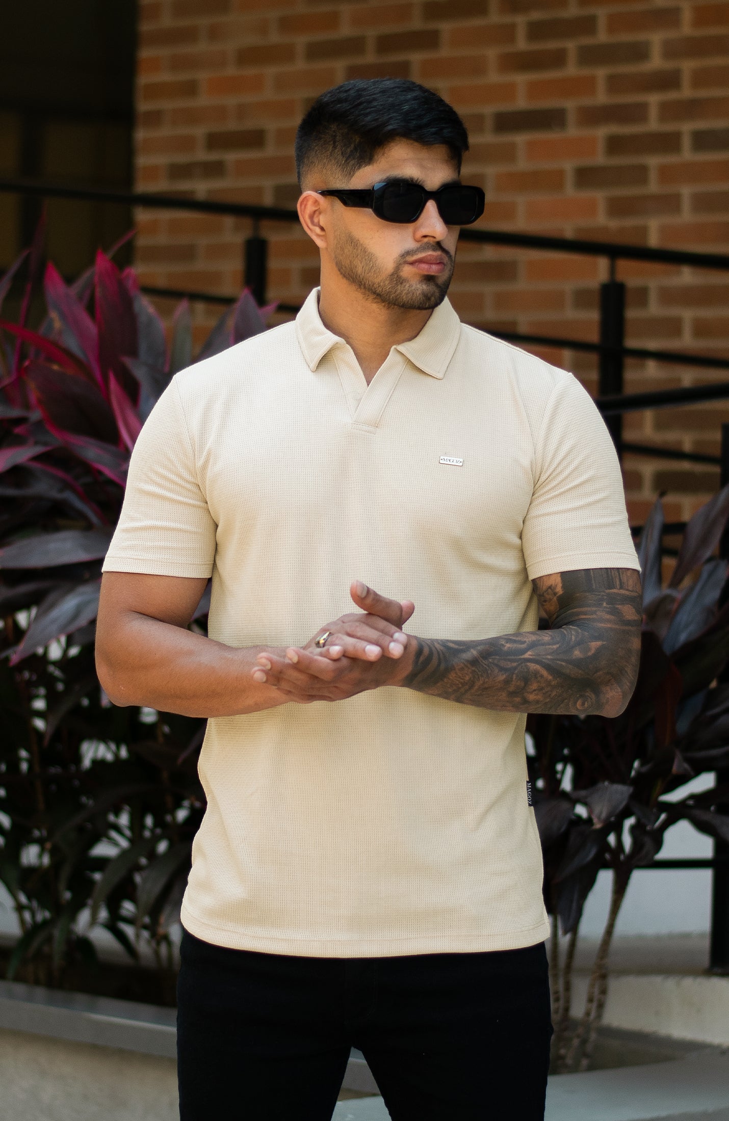 MONACO TEXTURE POLO CREMA