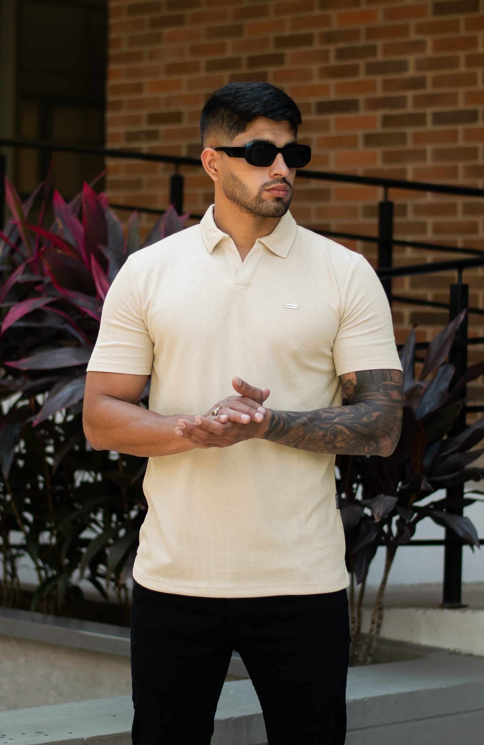 MONACO TEXTURE POLO CREMA