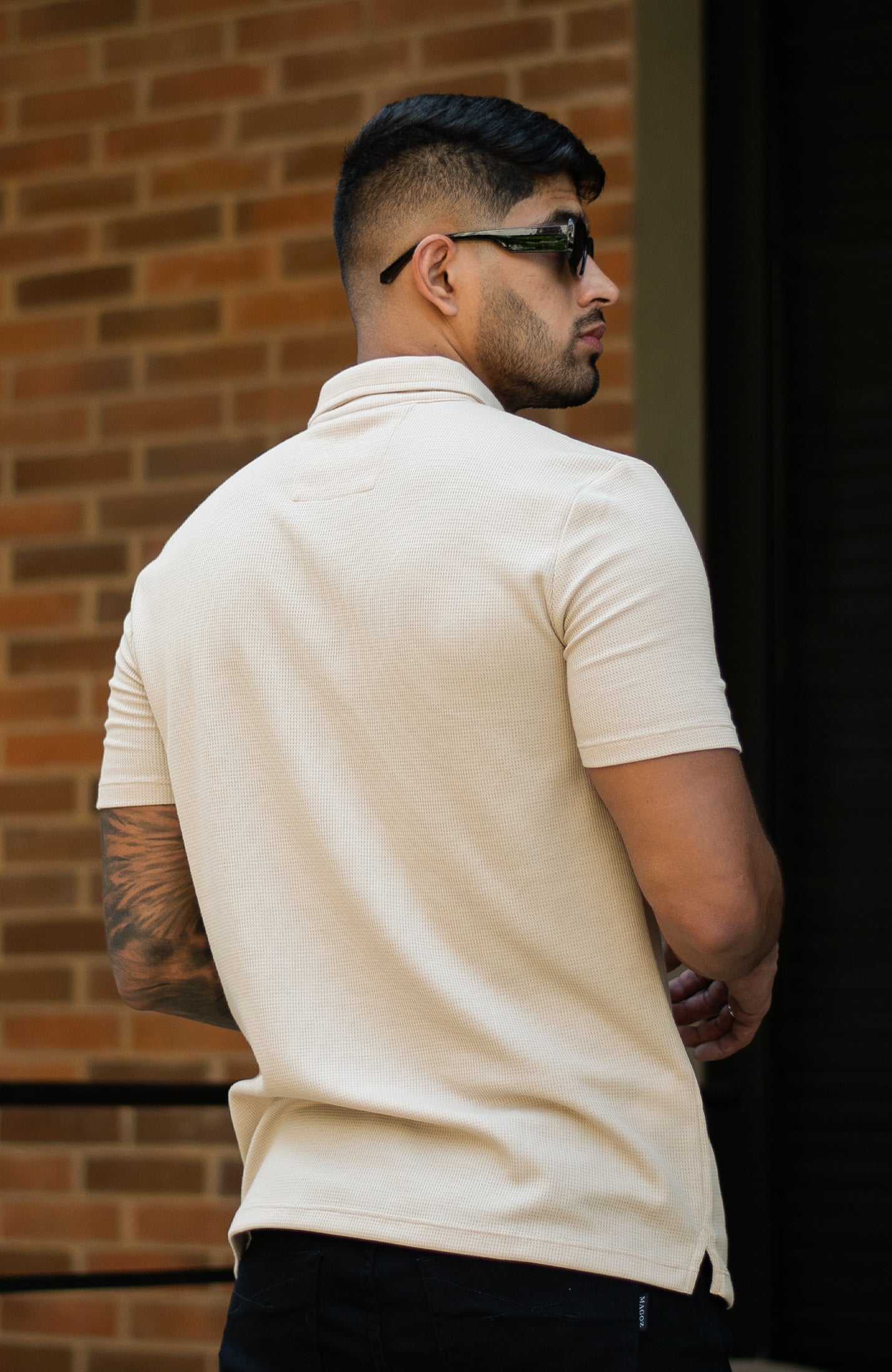 MONACO TEXTURE POLO CREMA