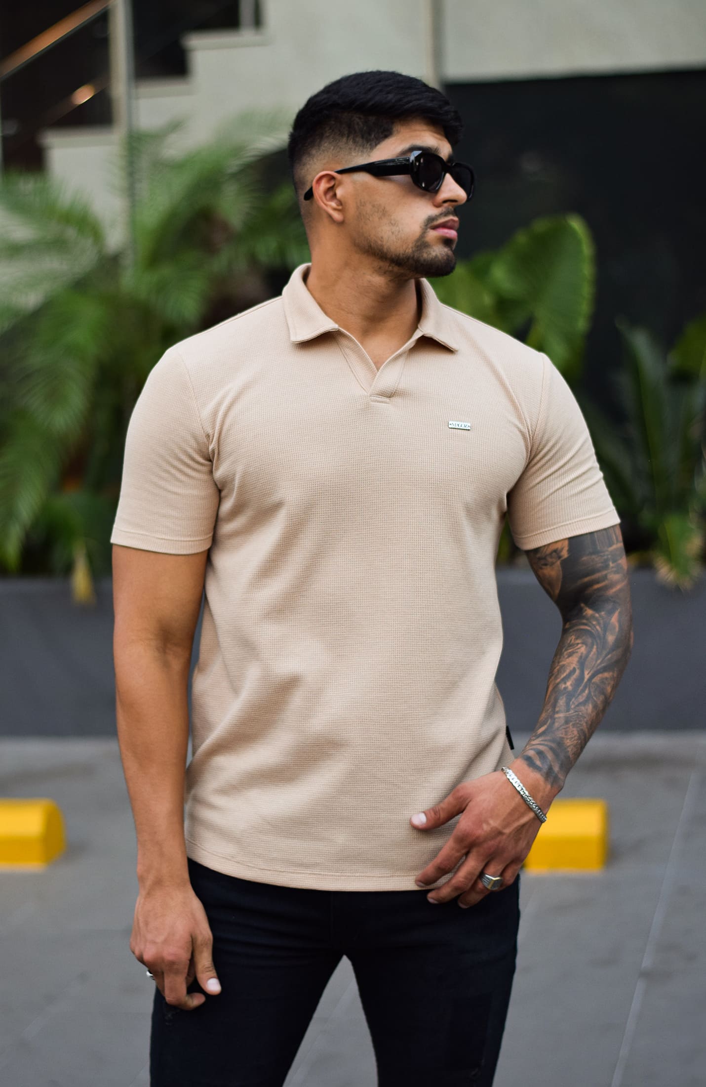 MONACO TEXTURE POLO CAMEL