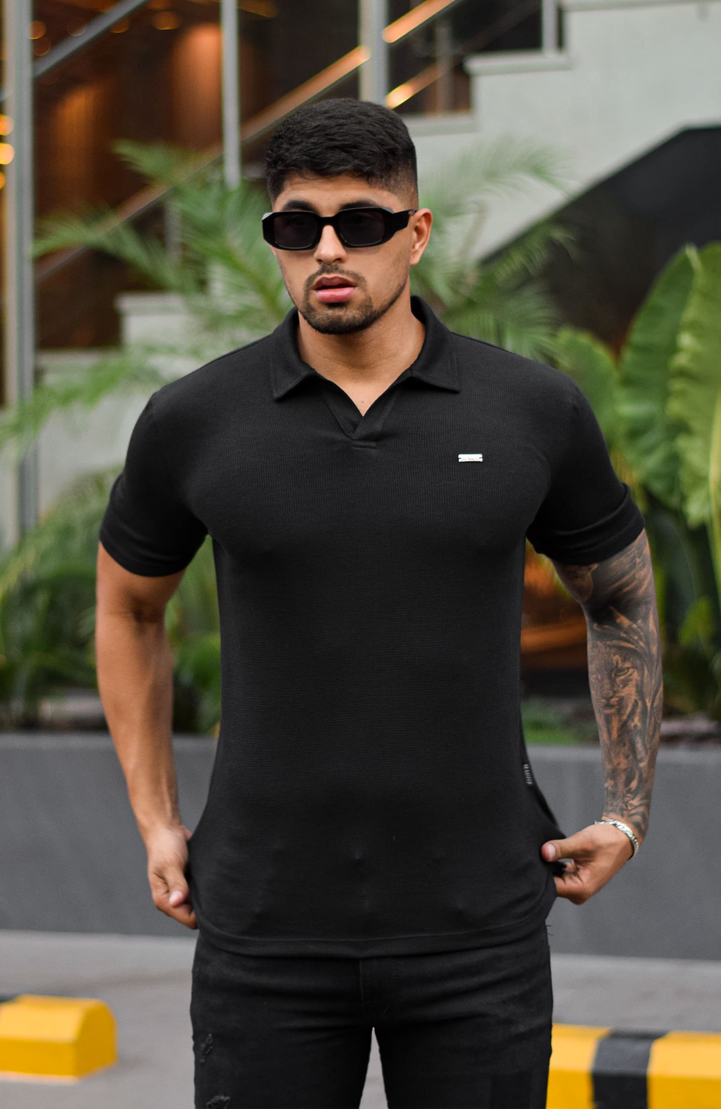 MONACO TEXTURE POLO NEGRO