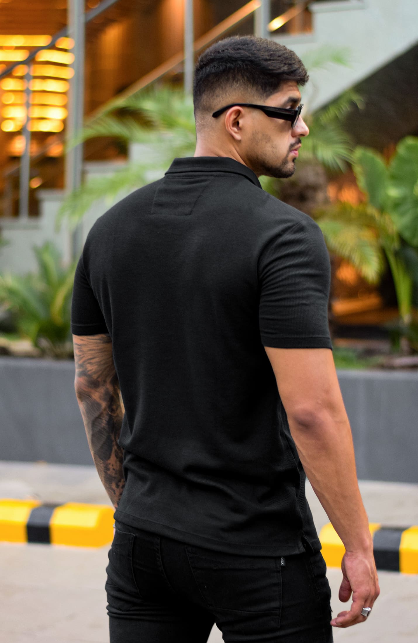 MONACO TEXTURE POLO NEGRO