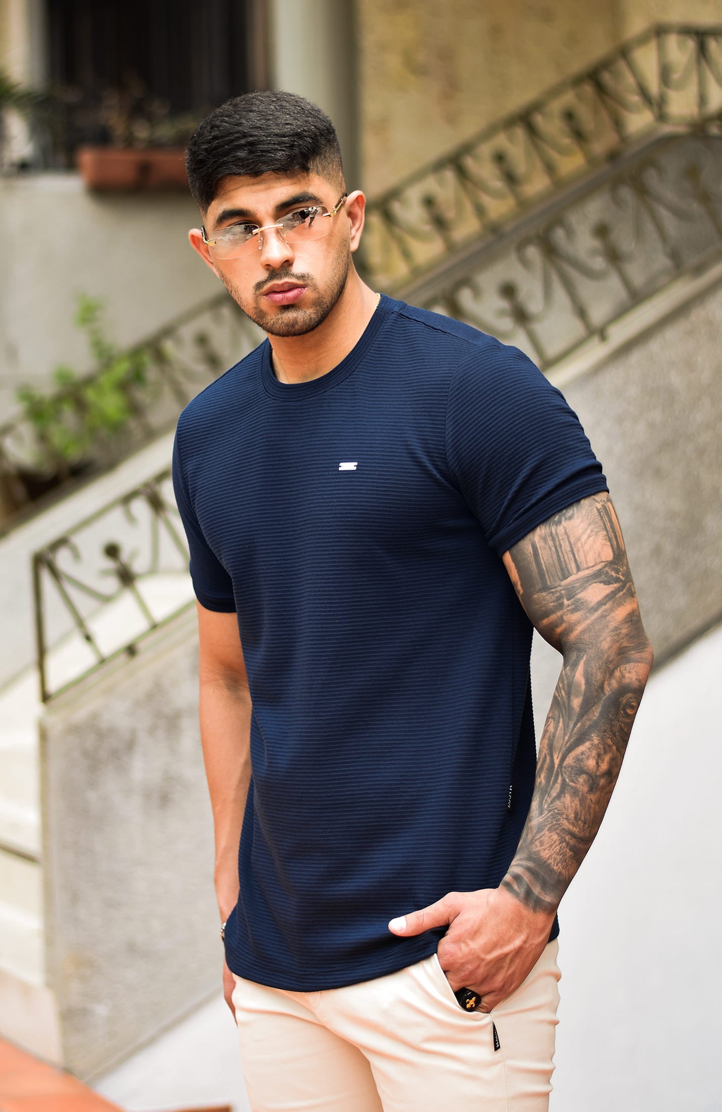 TSHIRT GENDRICK ACANALADA AZUL