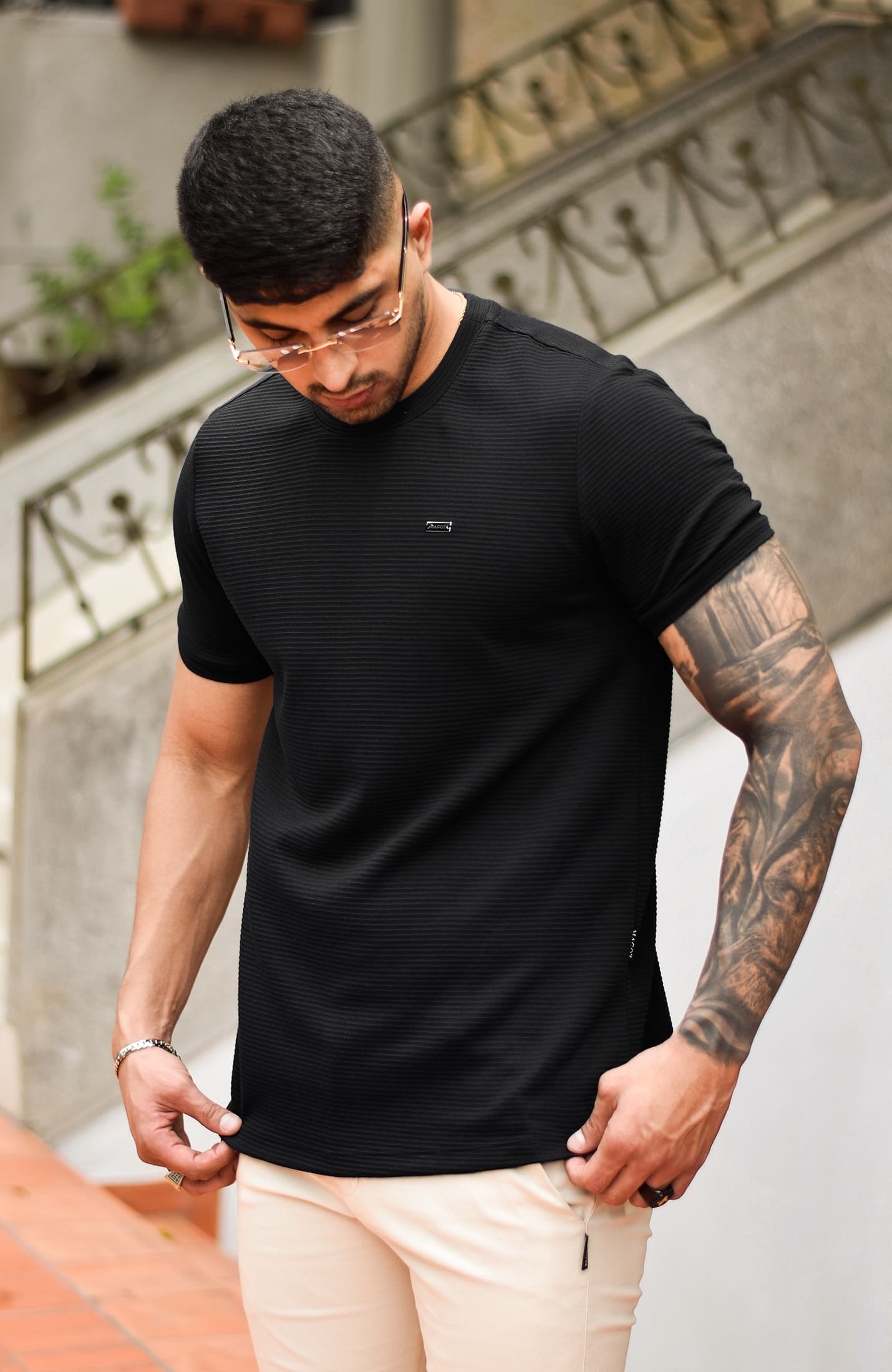 TSHIRT GENDRICK ACANALADA NEGRA