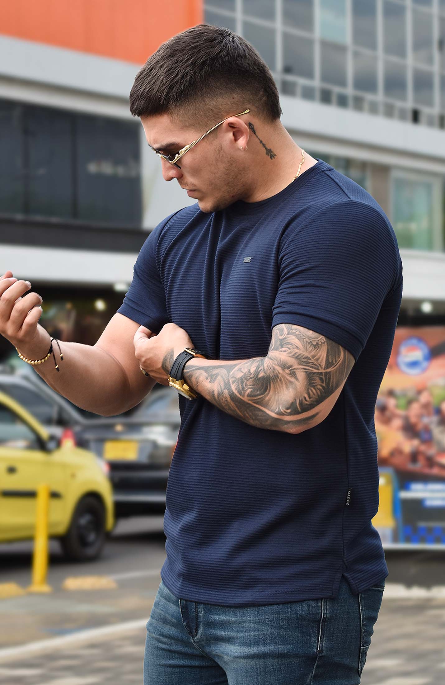 TSHIRT GENDRICK ACANALADA AZUL