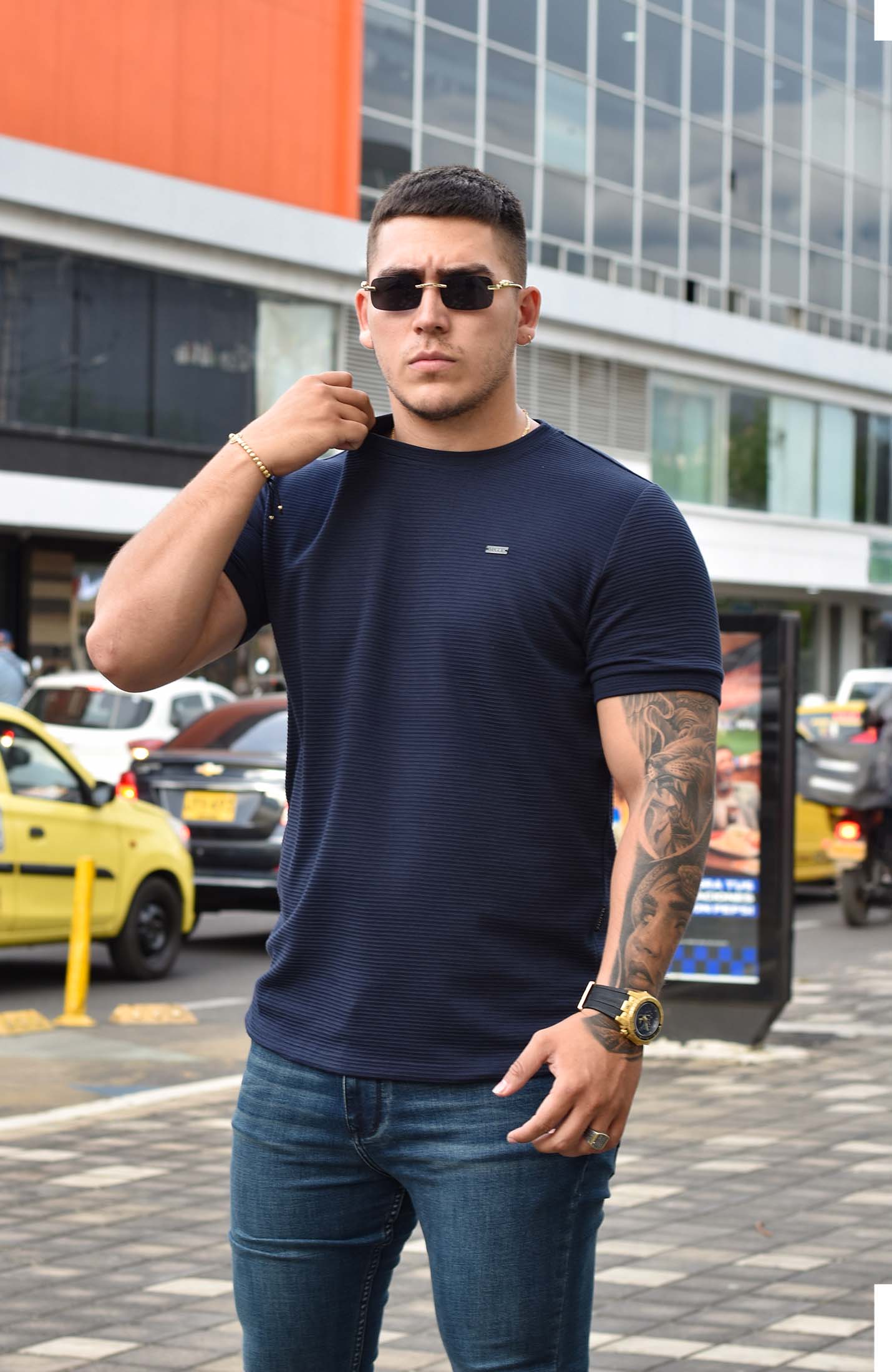 TSHIRT GENDRICK ACANALADA AZUL