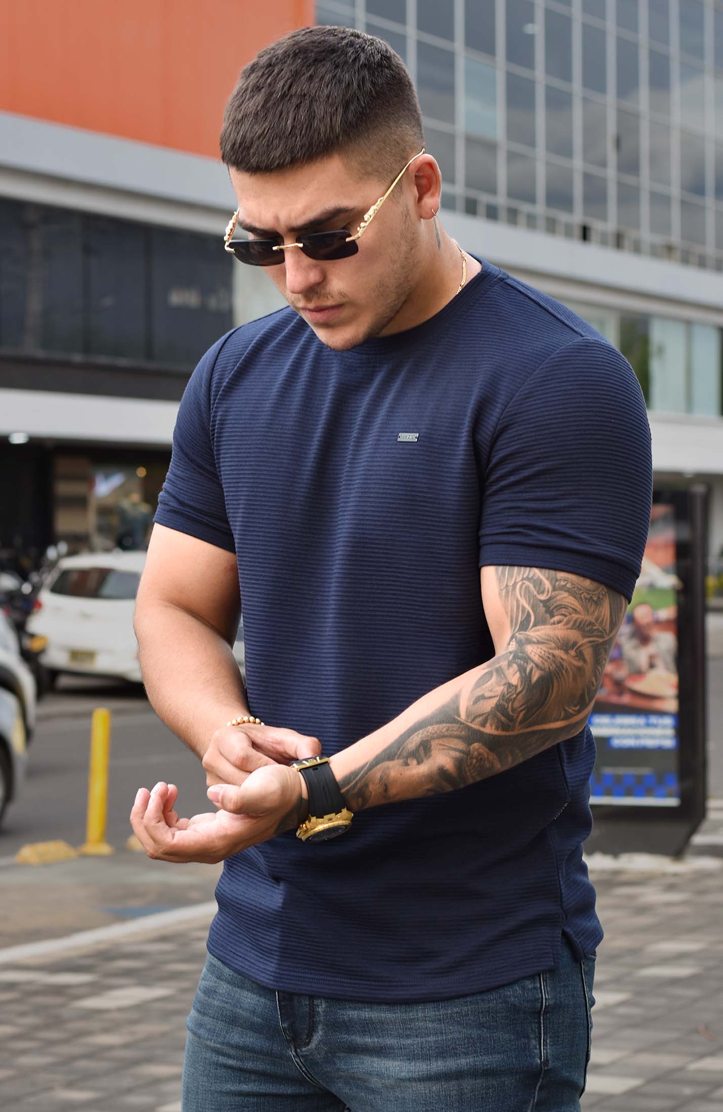 TSHIRT GENDRICK ACANALADA AZUL