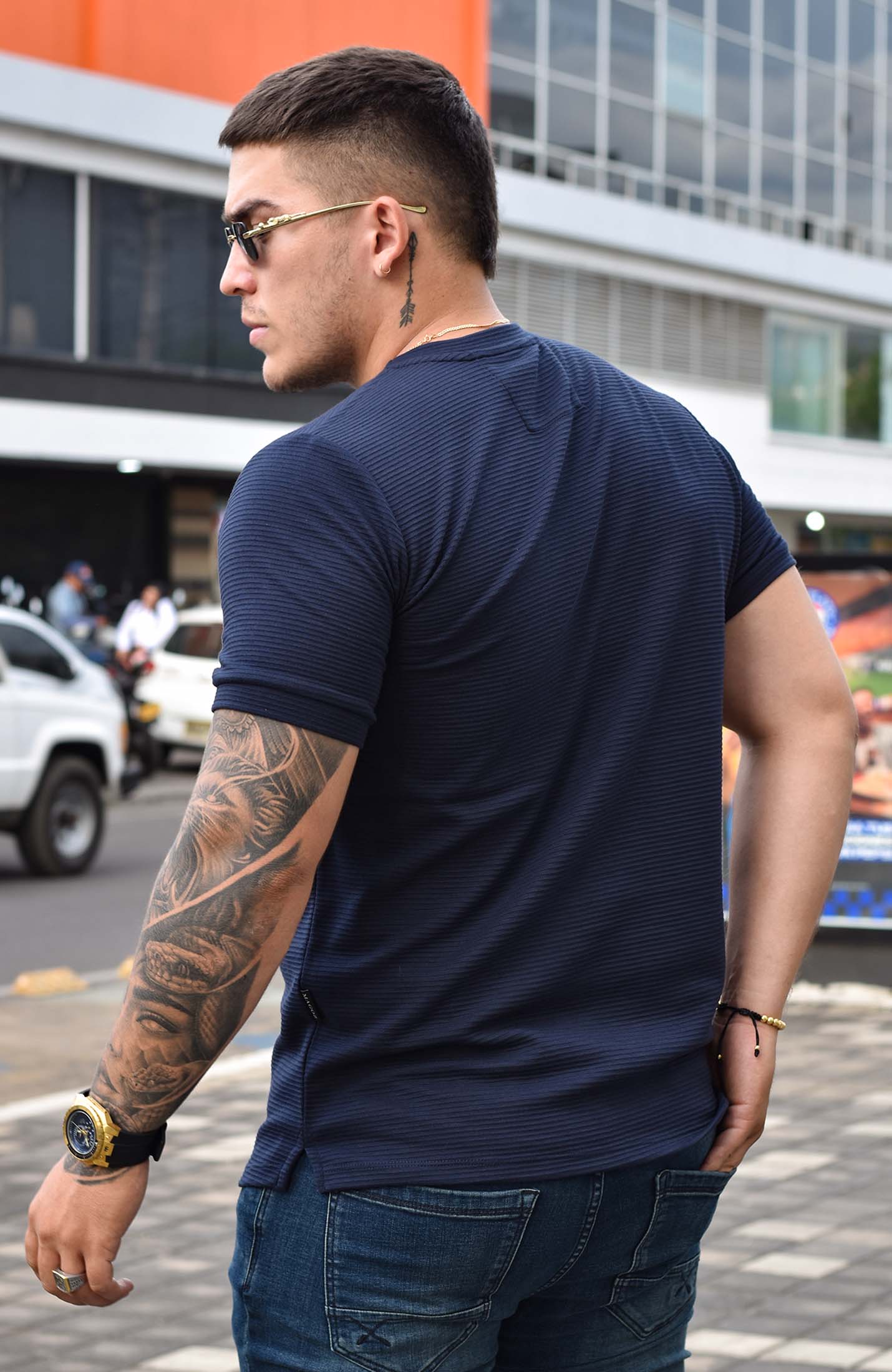 TSHIRT GENDRICK ACANALADA AZUL