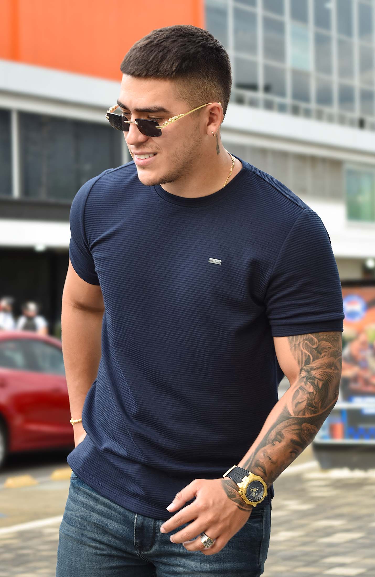 TSHIRT GENDRICK ACANALADA AZUL