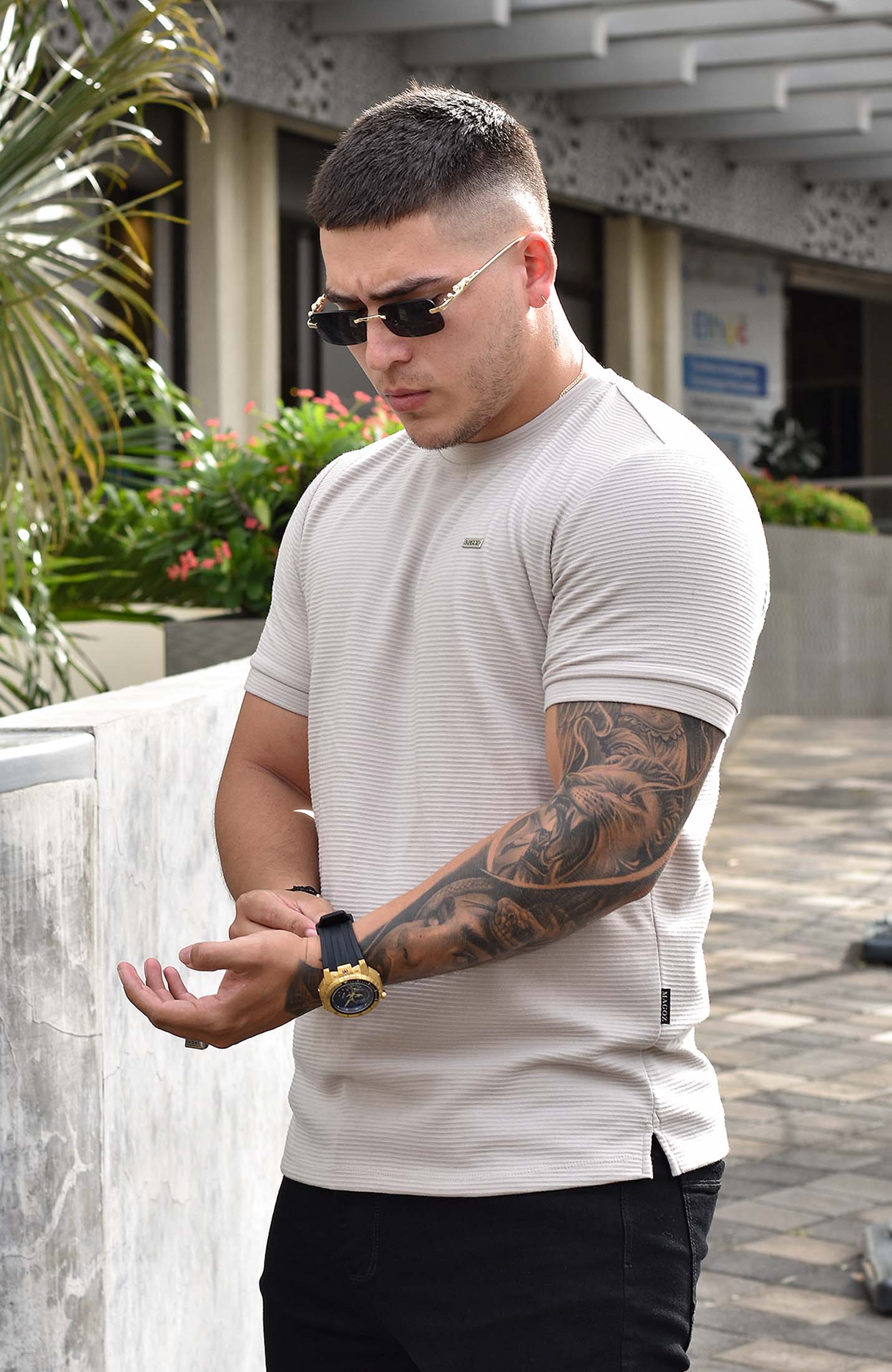 TSHIRT GENDRICK ACANALADA BEIGE