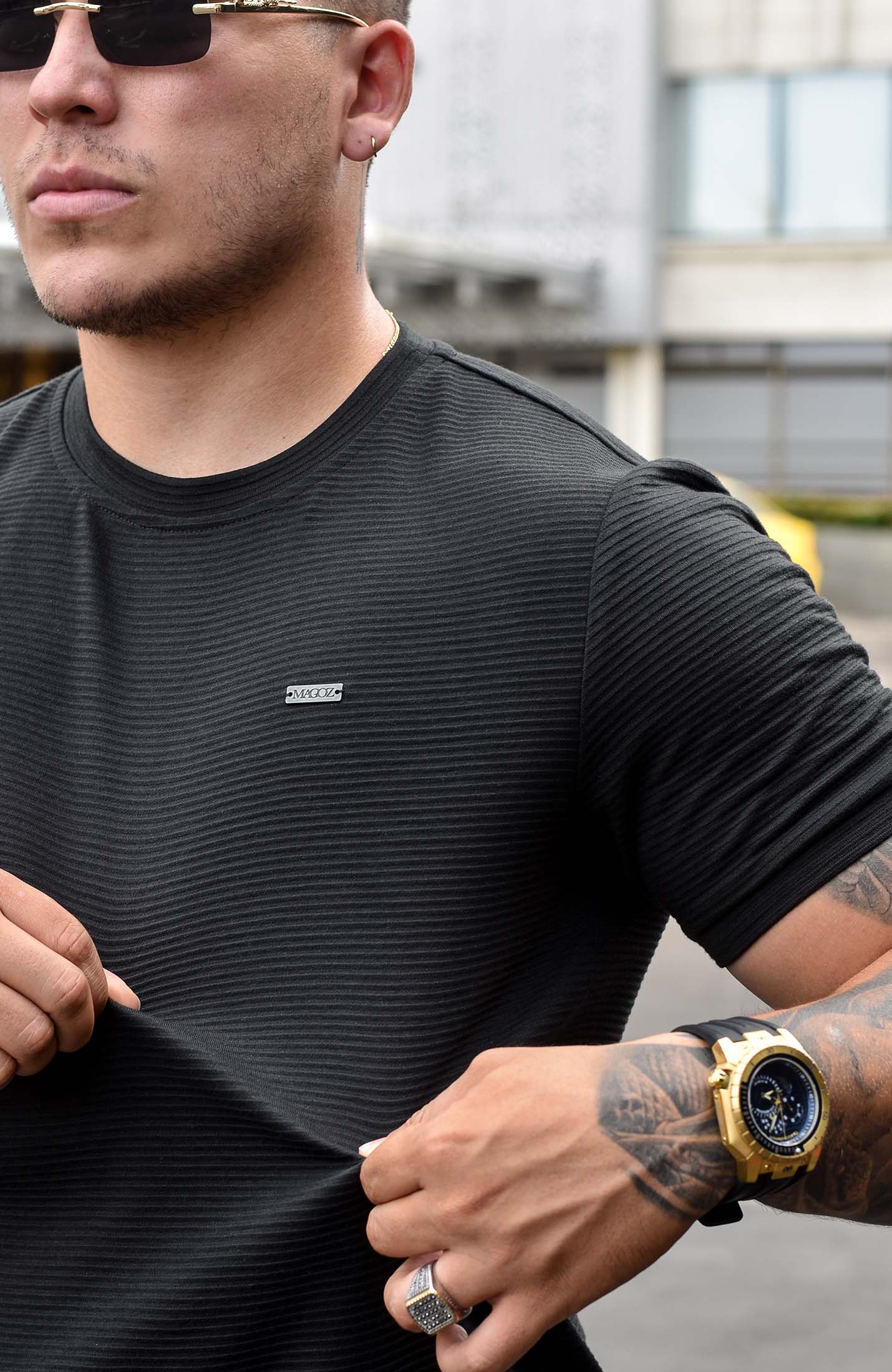 TSHIRT GENDRICK ACANALADA NEGRA